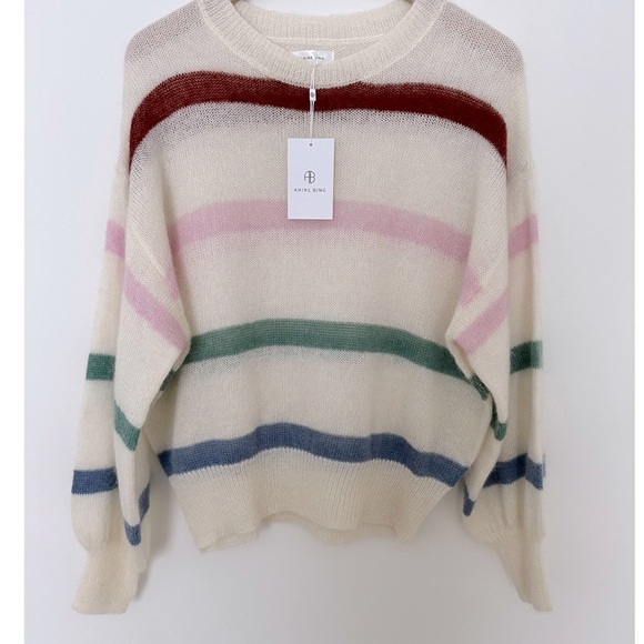 New ANINE BING Lydia Stripe Wool Sweater - Picture 7 of 14